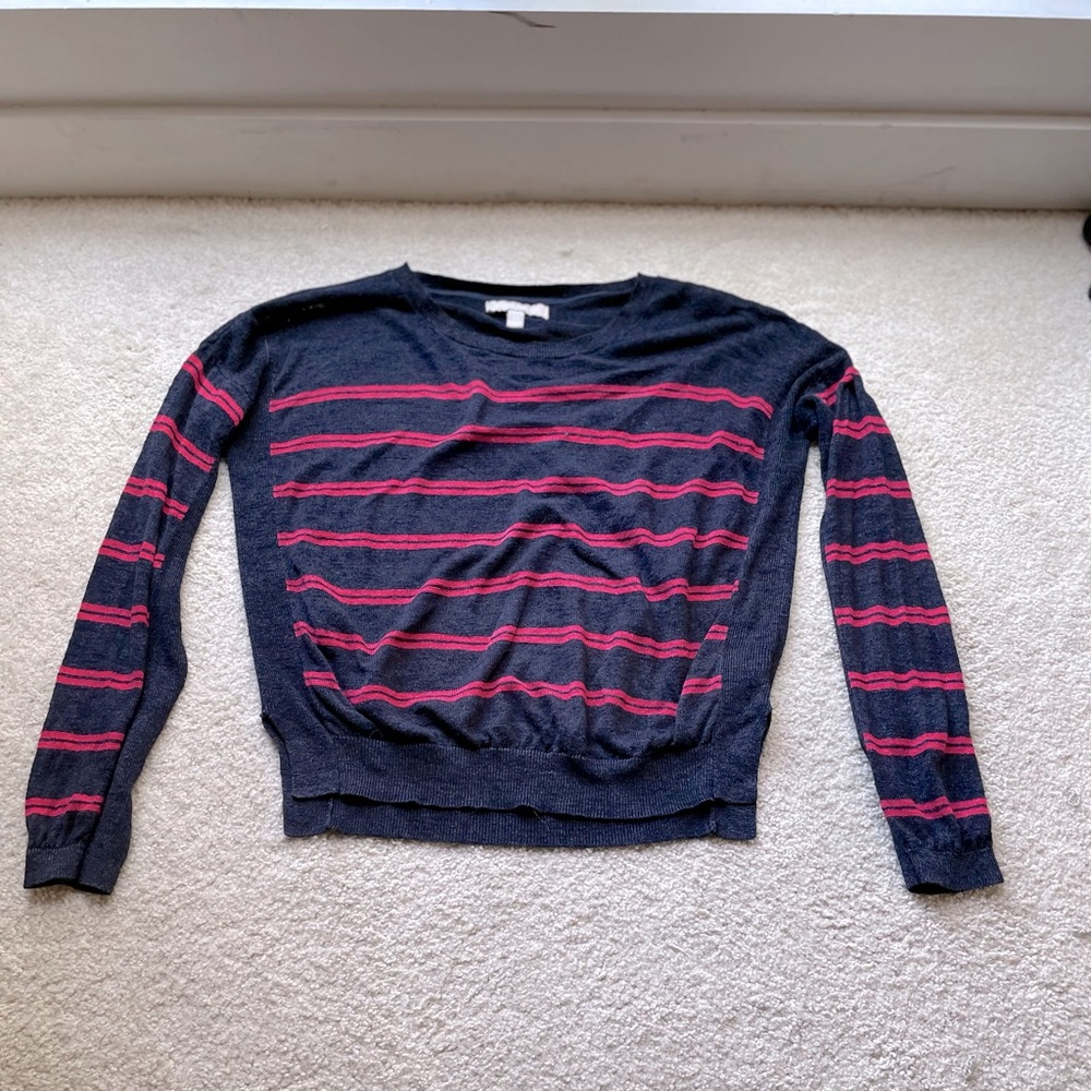 Banana Republic Navy w/Red Stripes Summer Linen Blend Sweater, Size XS